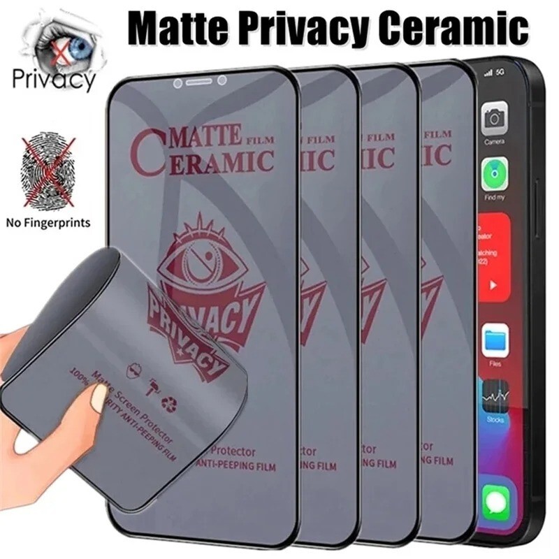 4Pcs Matte Ceramic Privacy Screen Protector for iPhone 16 15 14 13 12 Pro Max
