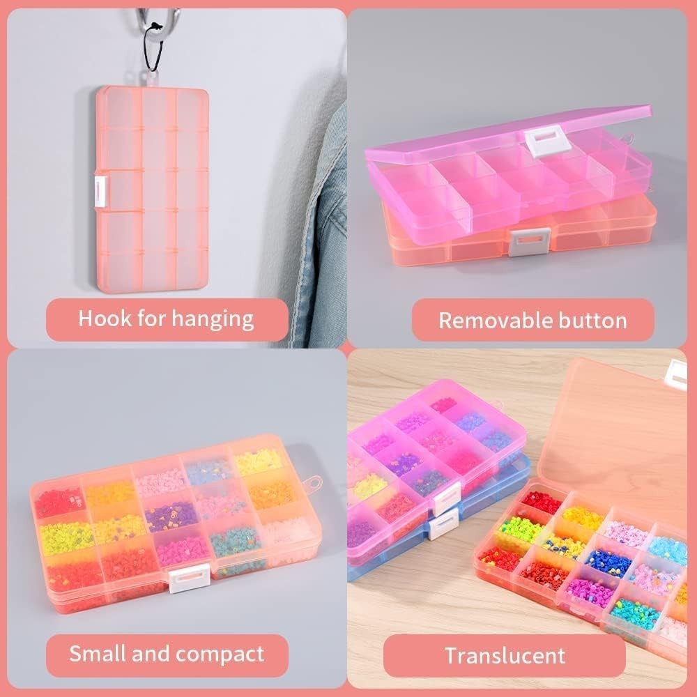 15-Compartment Small Plastic Storage Boxes for Crafts & Jewelry - Multicolor Set