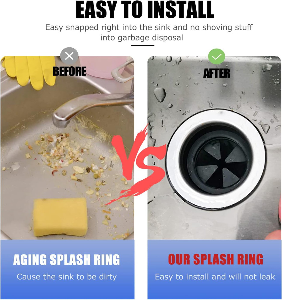 Garbage Disposal Splash Guards, 3 3/8" EPDM Rubber Drain Insert for Insinkerator