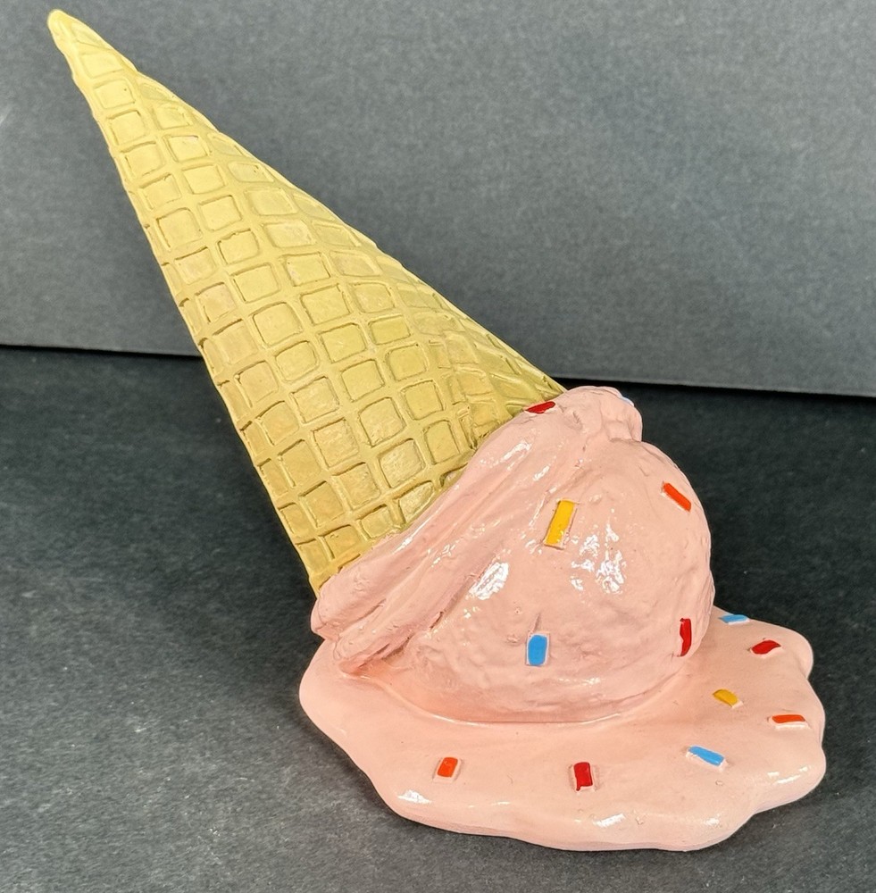 Faux Melting Ice Cream Cone Figurine