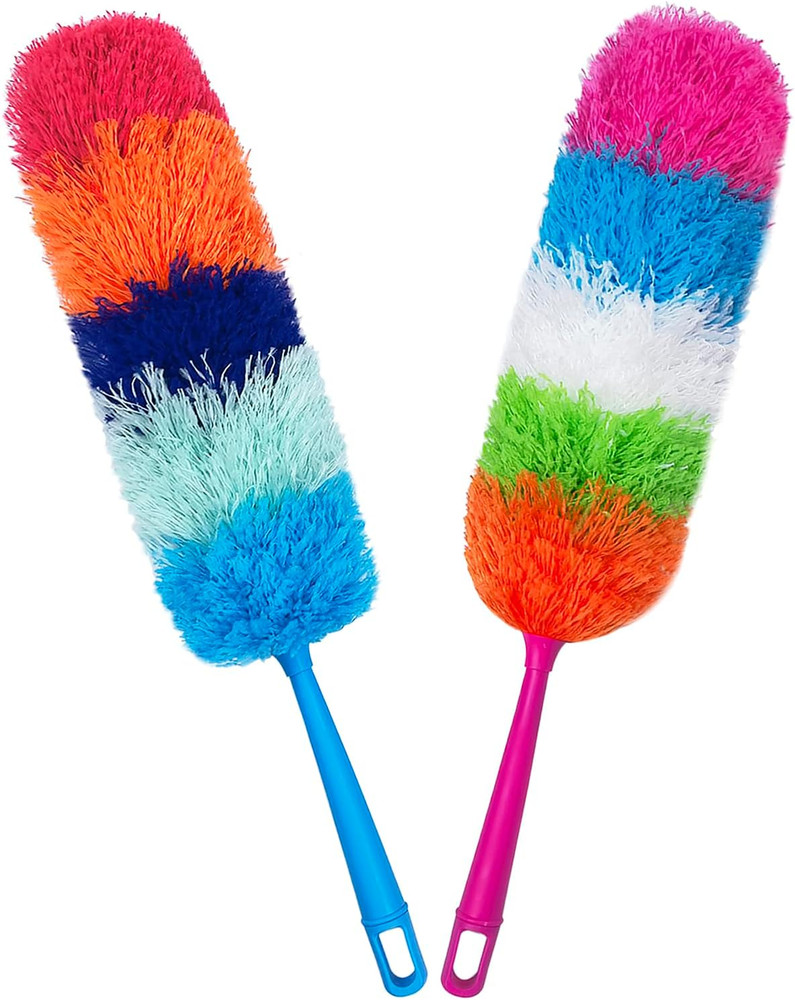 2 Pack 22-Inch Rainbow Reusable Microfiber Dusters,Bendable and Washable Feather