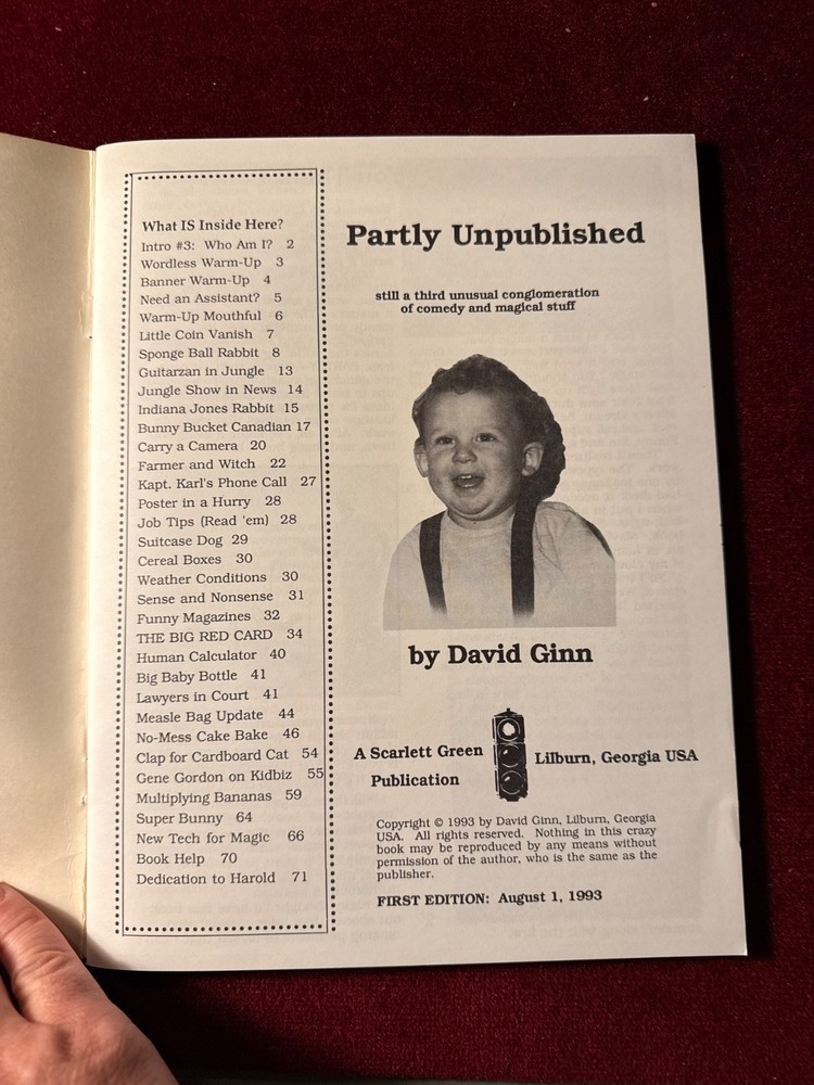Partly Unpublished David Ginn Magician Magic Lecture Notes Book