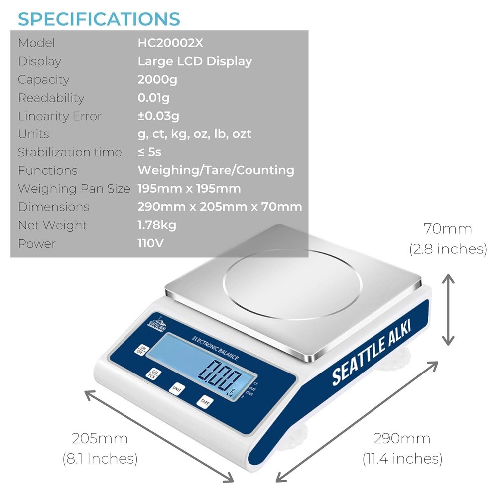 Fristaden Lab Seattle Alki Scientific Analytical Precision Scale, Upto 2000 Lbs