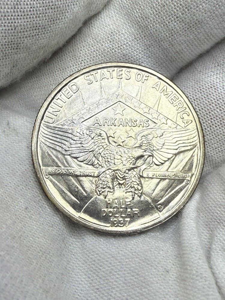 1937-D Arkansas Commemorative Half Dollar, Solid Gem BU++ I34