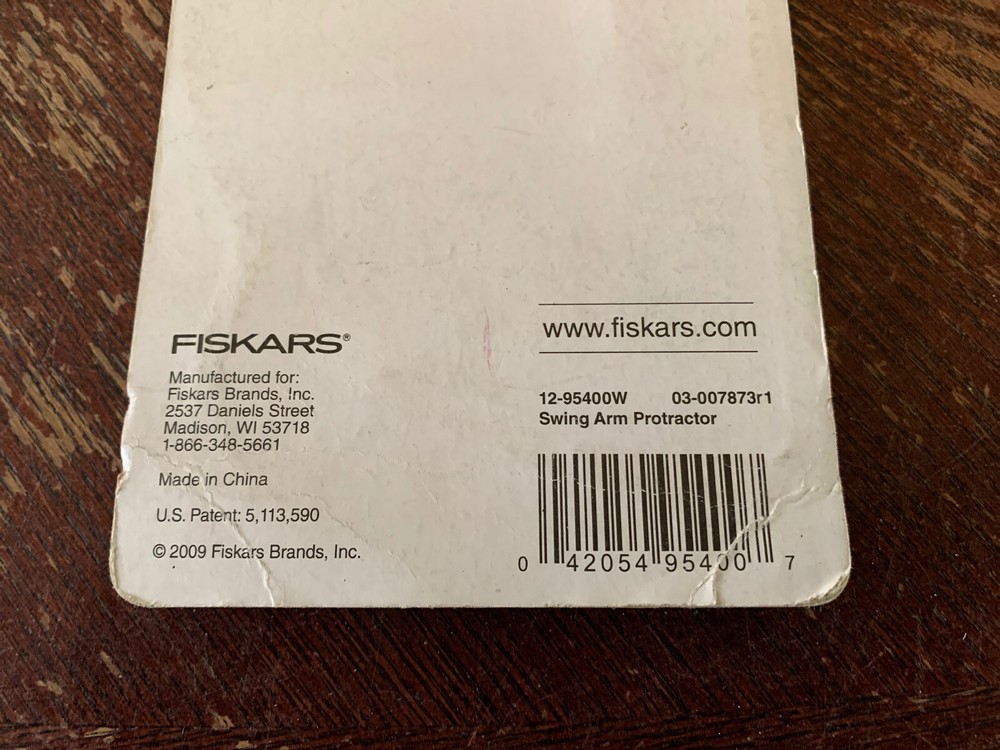 Fiskars 12-95400W Swing Arm Protractor Plastic Clear 6"