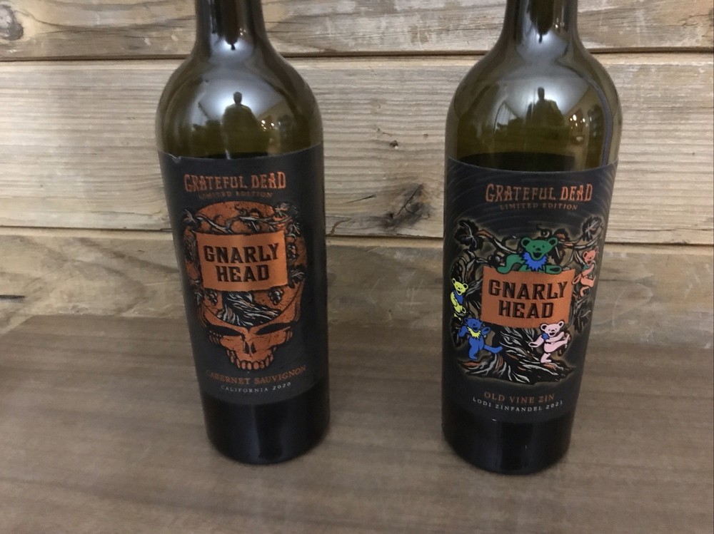 Grateful Dead Limited Edition Wine Bottles (2 empty) Gnarly Head Vineyard