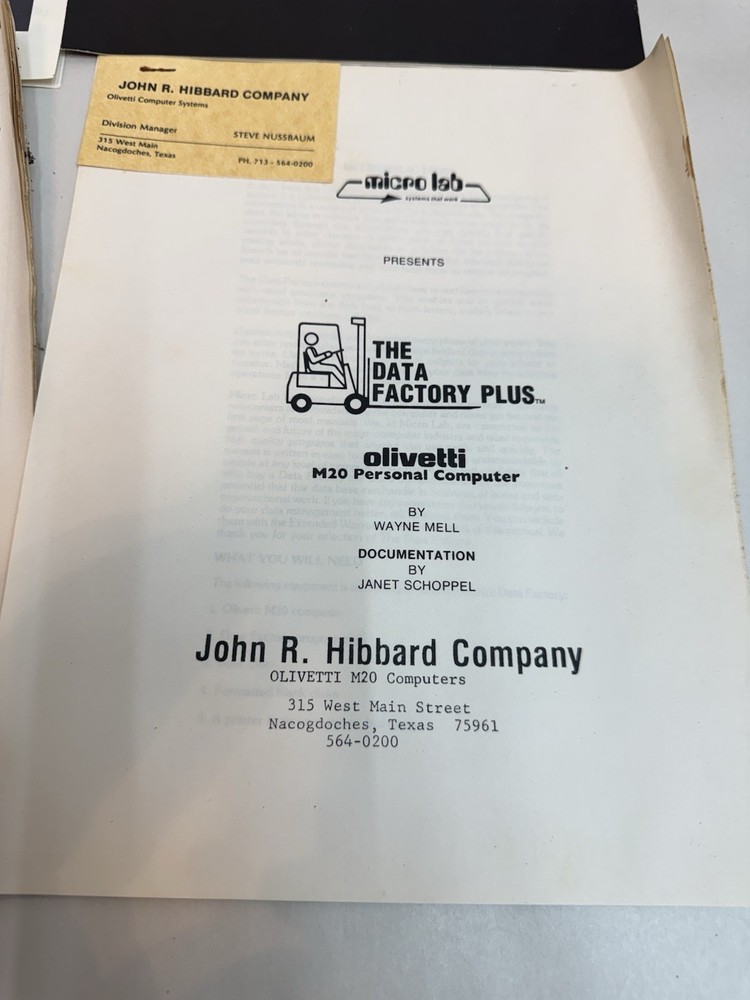 olivetti m20 personal computer manual booklets as pictured