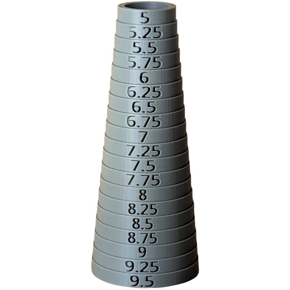 Bracelet Sizer Mandrel Round Quarter Sizes (Grey) Grey