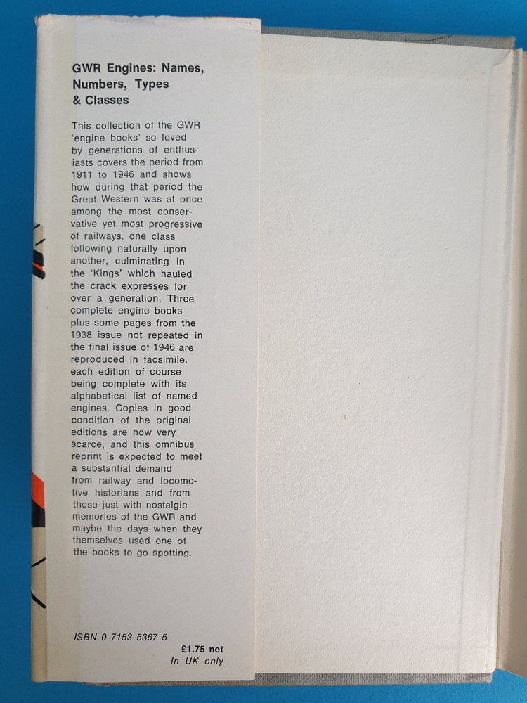 GWR Engines - Names, Numbers, Types & Classes, 1971 Composite Edition hardback
