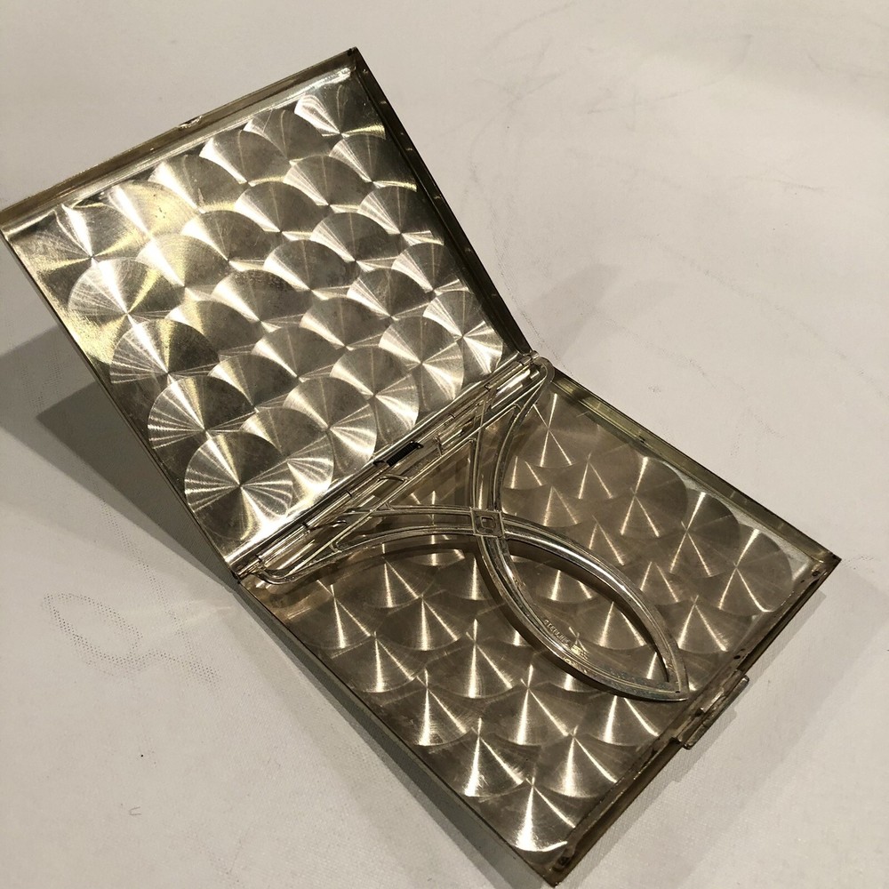 Vintage Brushed Sterling Silver Brilliant Cut Monogrammed Cigarette Case