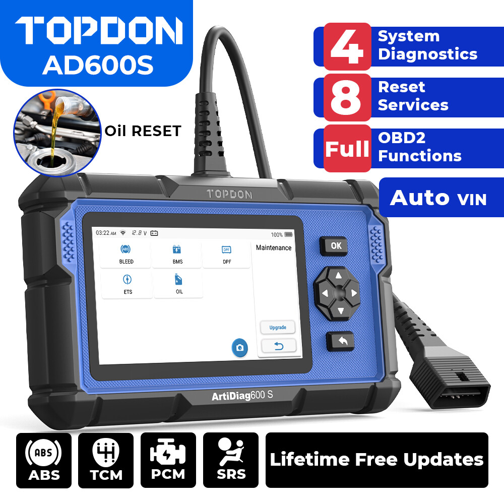 TOPDON AD600S OBD2 Diagnostic Scanner ABS SRS Code Reader Oil EPB SAS TPMS Reset