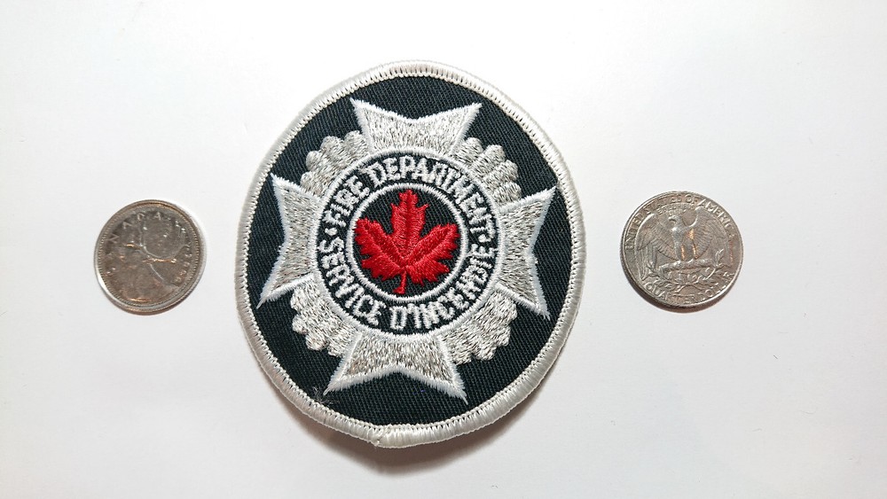 Canada Fire Department Service D'Incendie Silver Patch Badge Crest