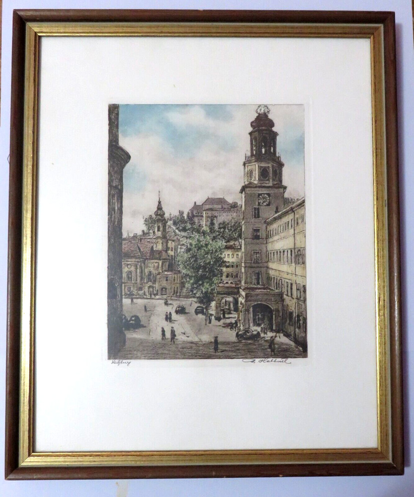 Very Nice Wood Picture Frame With Matted Signed Holbert? Print
