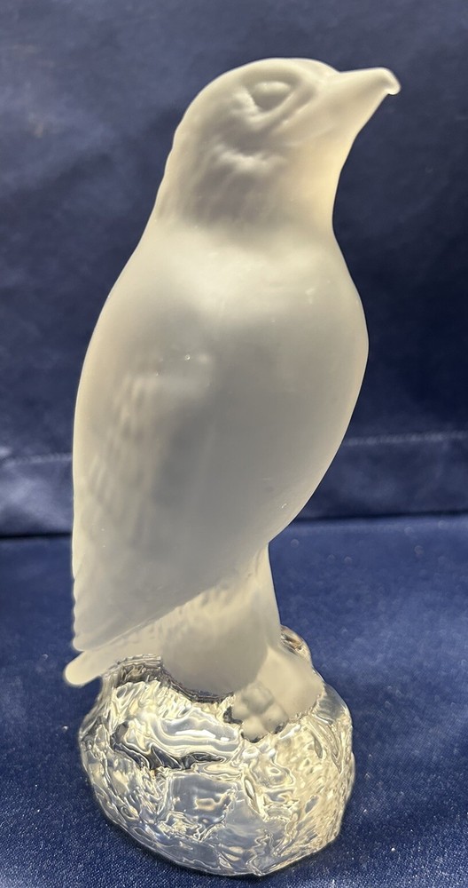 Vintage CRYSTAL FROSTED BIRD ON CLEAR BASE 7”
