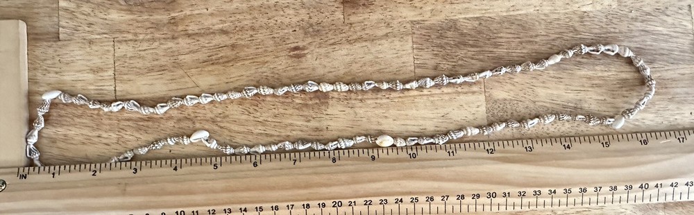 Vintage Long Natural Small Shells Necklace 34” Continuous Strand