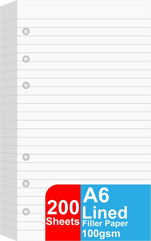 (2 Pack) A6 Lined Refill Paper, 200 Sheets/400 Pages Loose 200 Sheets, White