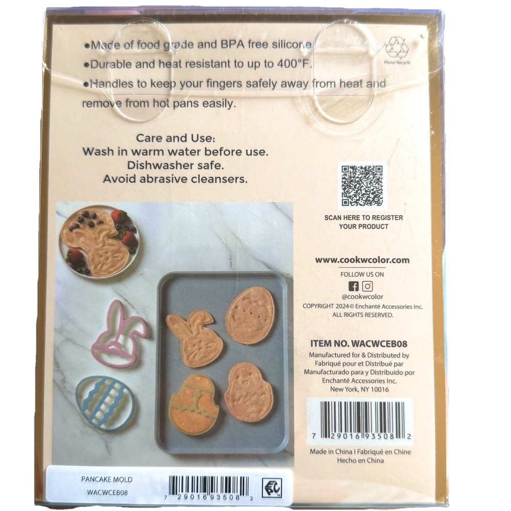 CWC Cook With Color 3pc Pancake Mold Set Easter Bunny Chick Egg
