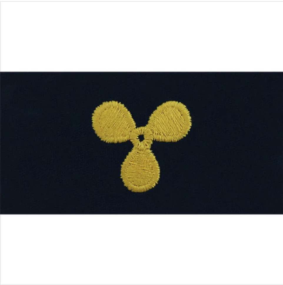 GENUINE U.S. NAVY EMBROIDERED COLLAR DEVICE: ENGINEERING TECHNICIAN - COVERALL