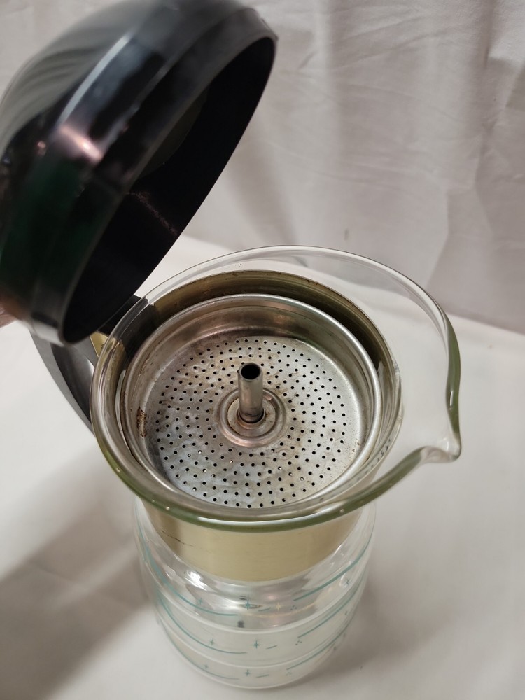 Vintage Libbey Heatware Coffee Pot Atomic Star 8 Cup Complete & EUC!