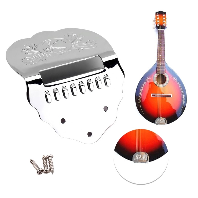 Ornamented Mandolin Tailpiece Metal Structure Optimizes Resonance 8 String