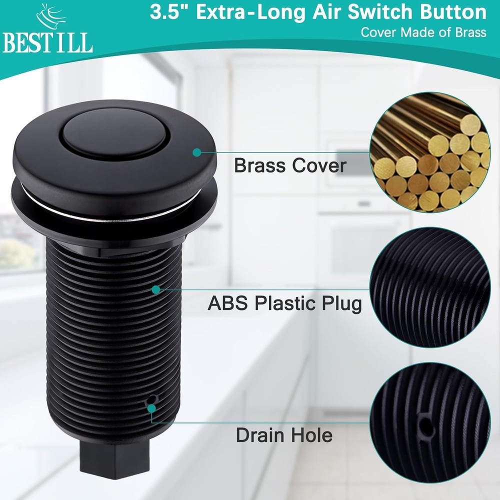 Luxurious Brass-Covered Garbage Disposal Air Switch with Easy Installation