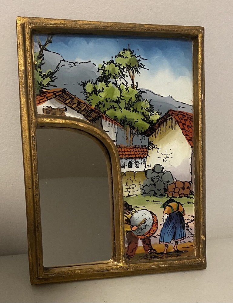 Vintage Peruvian Hand Painted Mirror