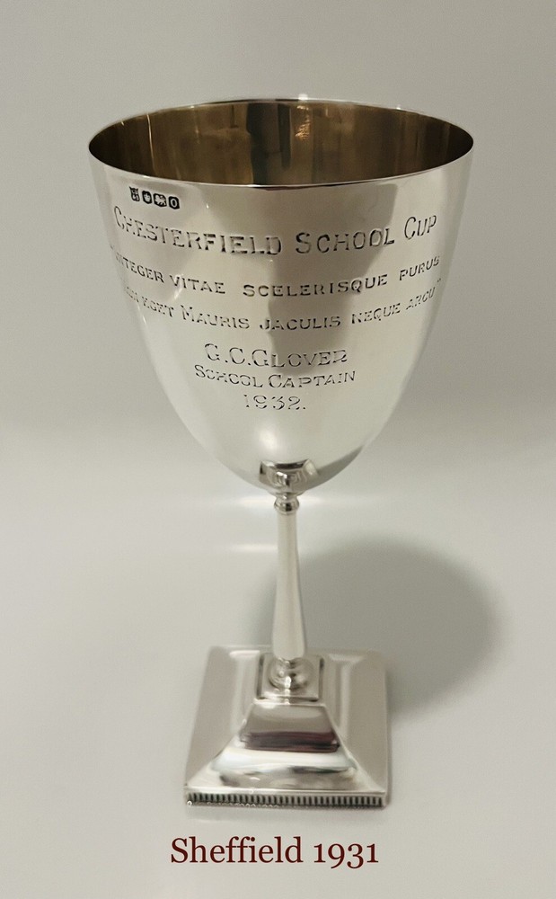 Antique Large Solid Silver Goblet Cup 19cm Tall Rare Design