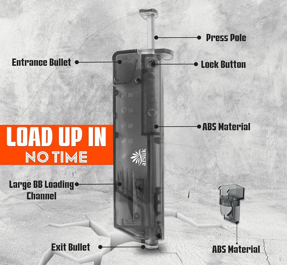 90-Round 6mm Airsoft Speed Loader - Compact Design with Universal Adapter