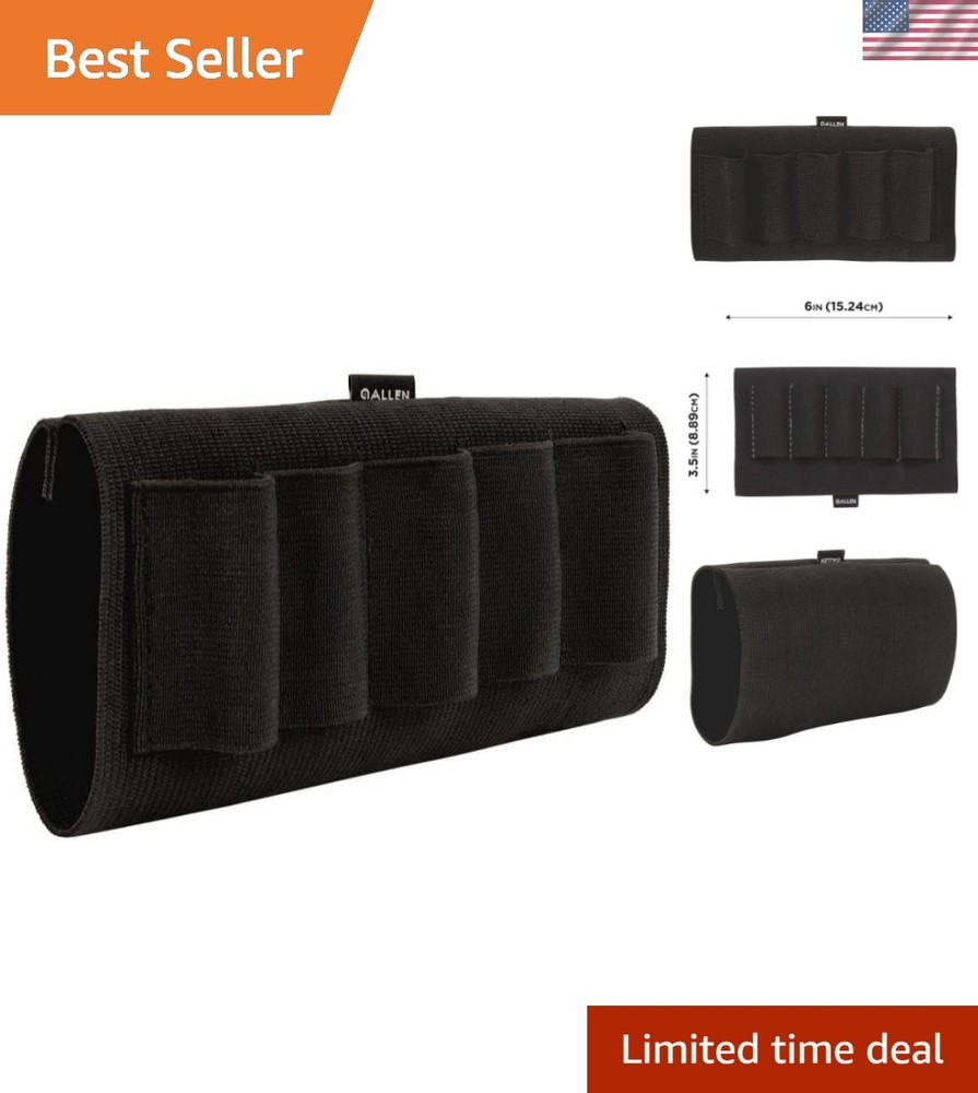 Lightweight Black Buttstock Shell Holder for Efficient Hunting Gear Setup