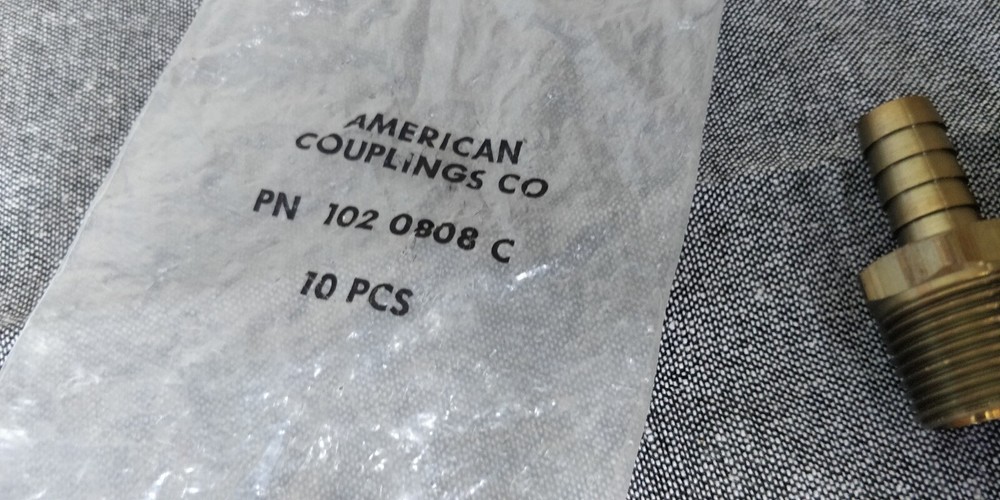 3 pieces BRASS 1020808C BARBED HOSE FITTING