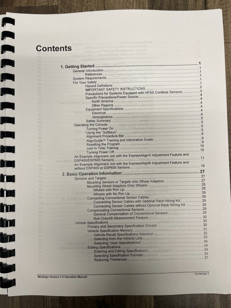 Hunter Engineering WinAlign Quick Reference Version 7.X Manual