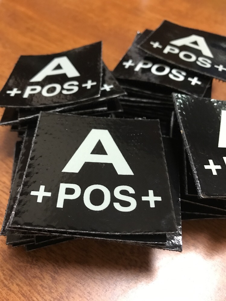 A-POS Blood Type Patch IR Reflective A +POS+