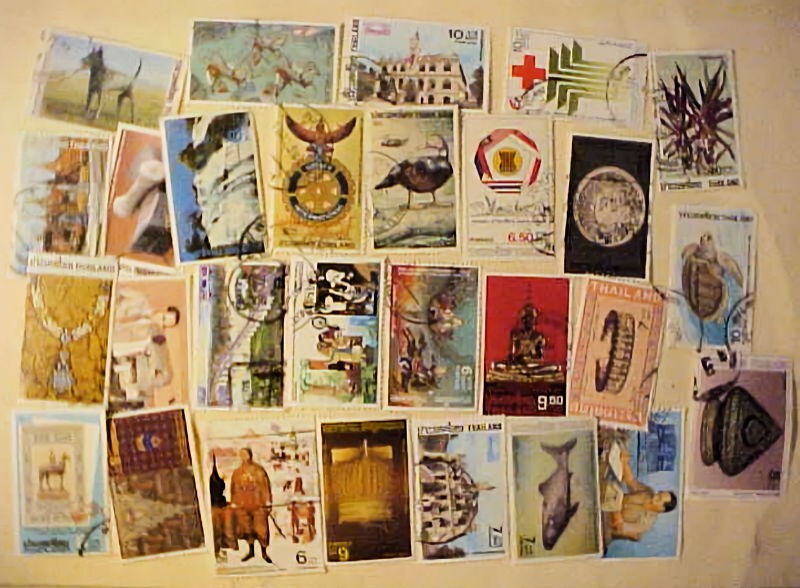 THAILAND STAMP  6B/20B USED 28 DIFF.  LARGE COMMEMORTIVE