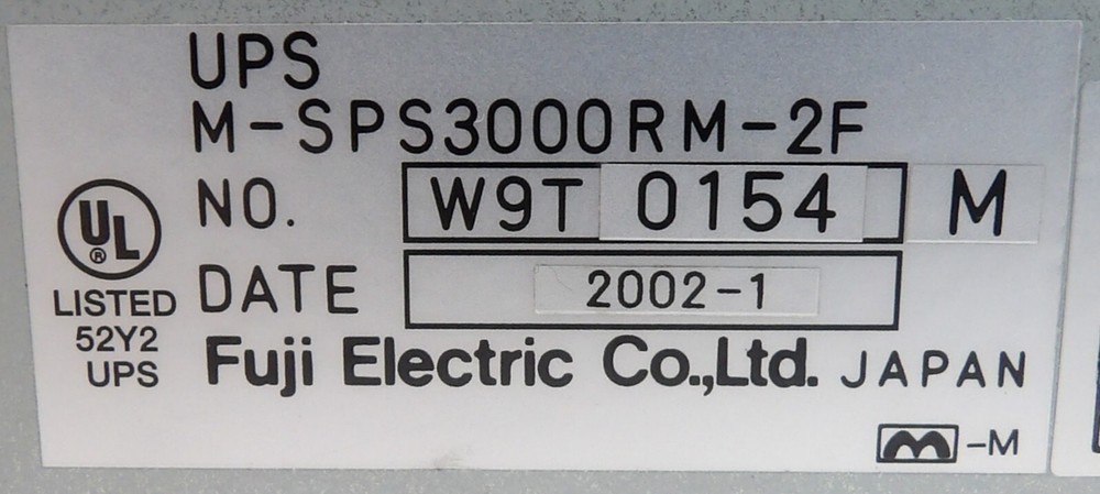 Fuji Electric M-SPS3000RM-2F Uninterruptable Power Supply UPS Working Surplus
