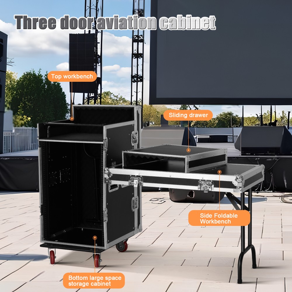 16U DJ Road Case Flight Case Tilted Mixer Stand & Work Table,Studio Rack Cabinet