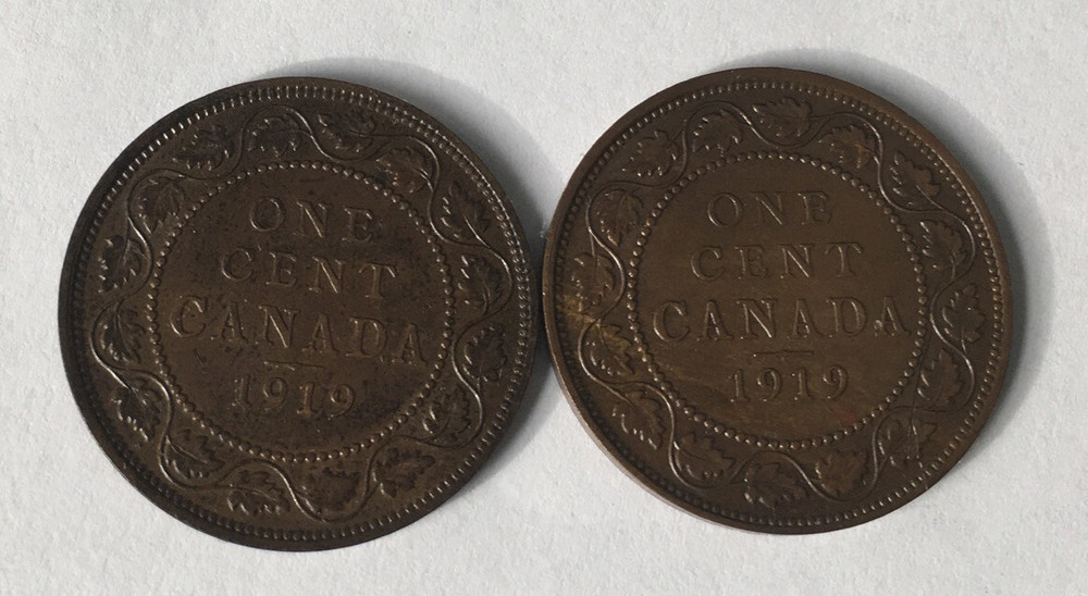 2 George V  Large 1c Canada  1919.  AU