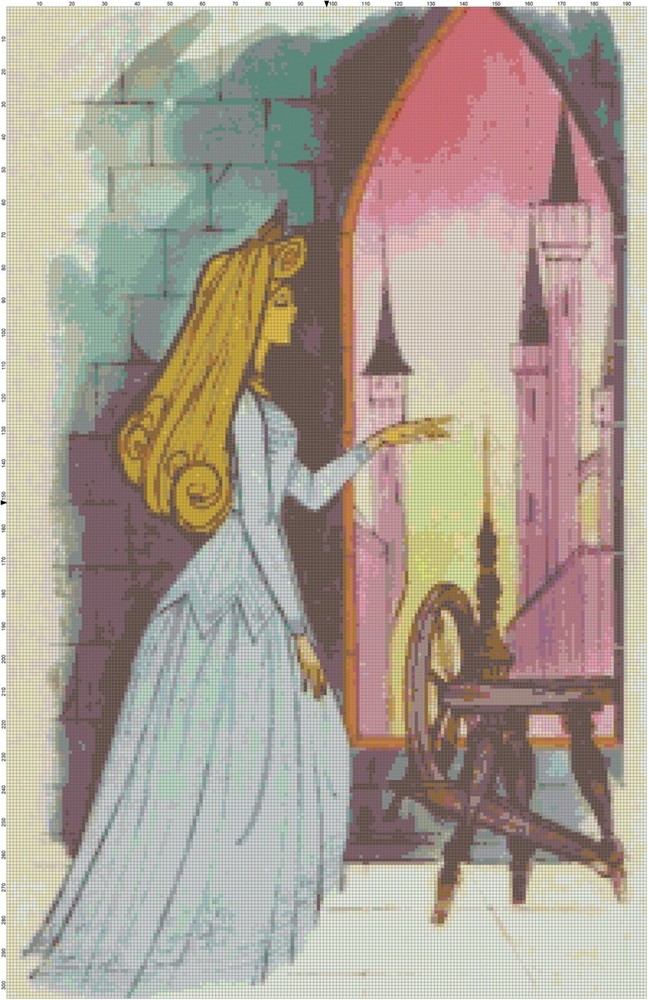 Gothic Sleeping Beauty Counted Cross-Stitch Pattern Chart Needlepoint