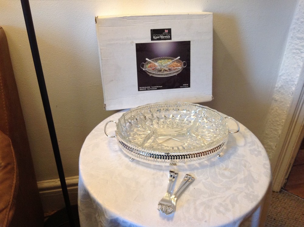 Retro Royal Warwick Silver Plated And Glass Serving Dish 3036/4F