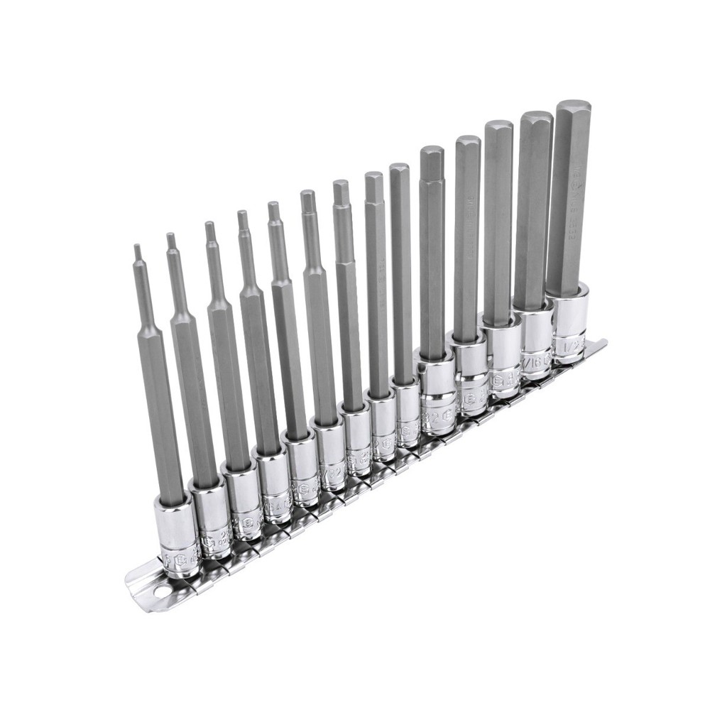 Genius Tools 12 Piece 1/4" & 3/8" Dr. SAE Long Hex Bit Socket Set - BS-2314HL