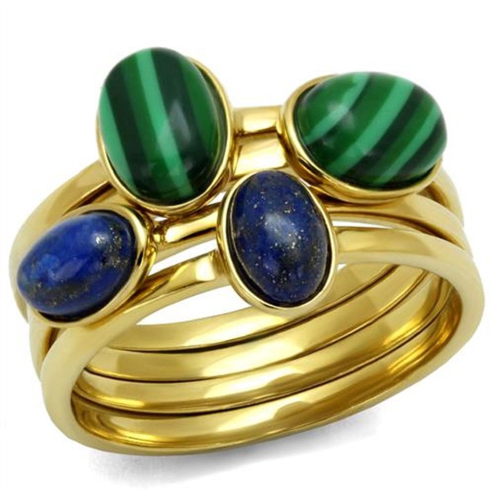 New Stainless Steel Gold IP 4-Piece Stackable Ring  Sizes 5-10