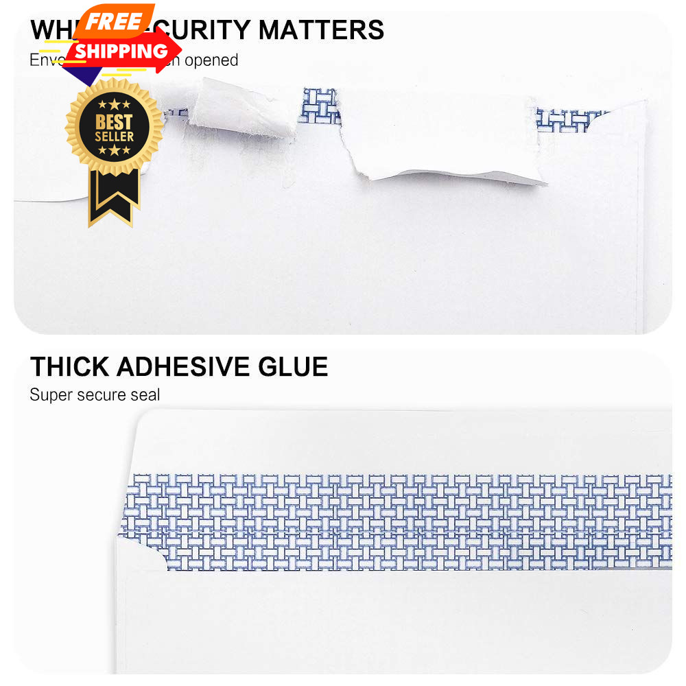 1000 Pack #10 Single Left Window SELF Seal Security 1000 Pack, white