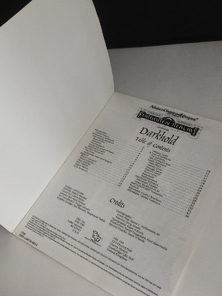 Advanced Dungeons & Dragons Forgotten Realms Darkhold for "Castles"