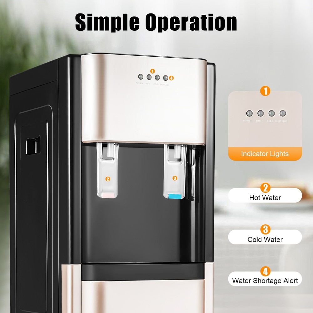 Bottom Load Hot/Cold Water Dispenser Cooler 5 Gallon Home/Office Stainless Steel