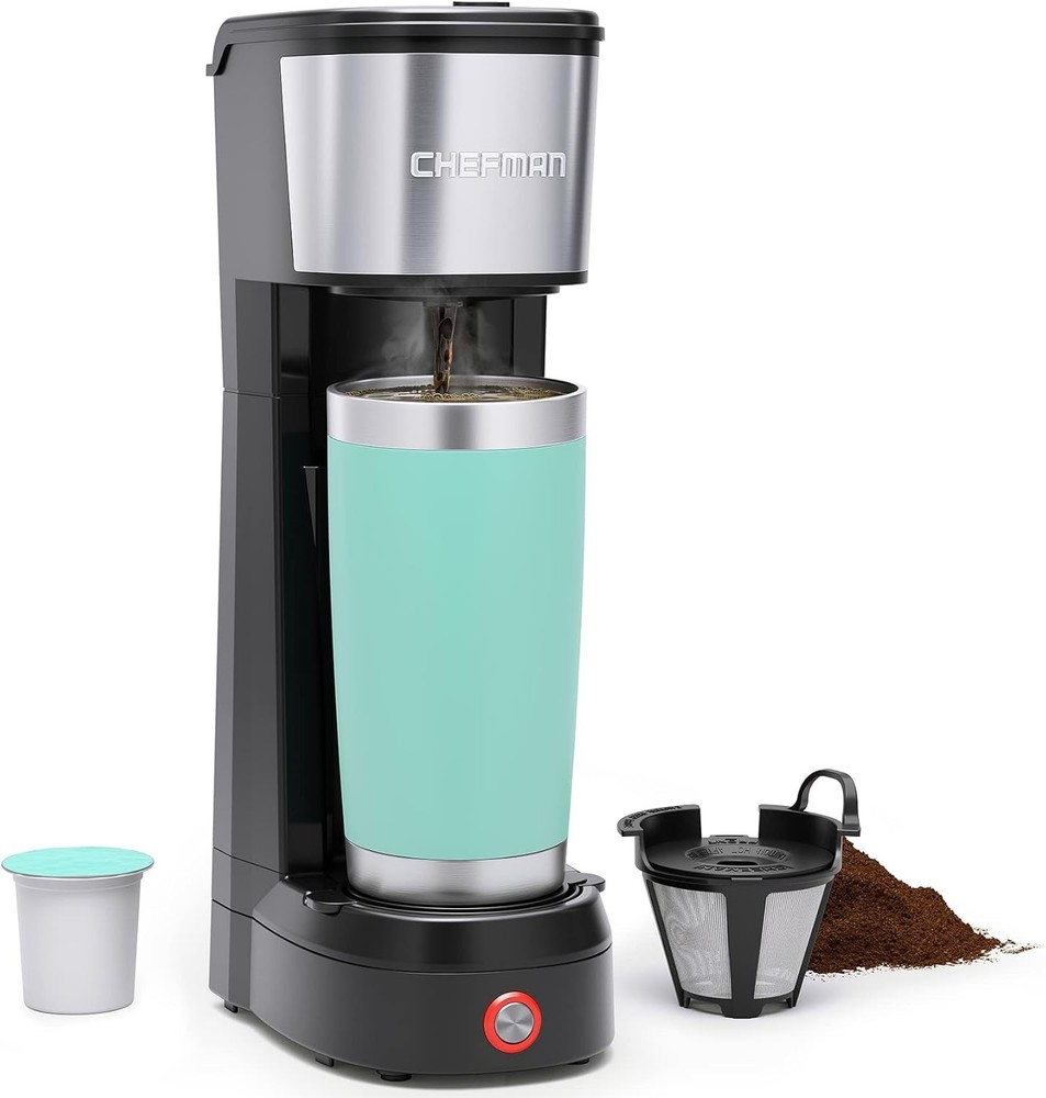 Chefman InstaCoffee Max+ Single Serve Coffee Maker K-Cup & Grounds Black