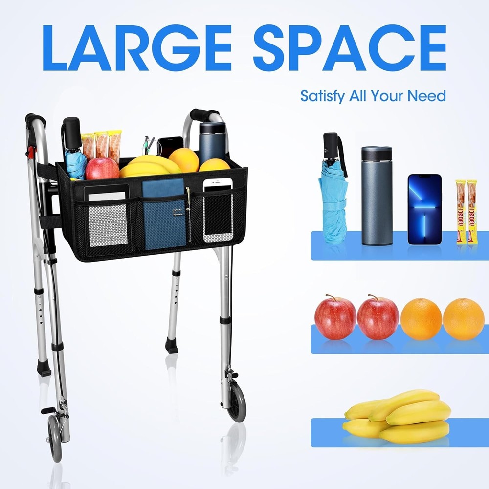 Customized Walker Accessories: Stable and Spacious Bag with Secure Cup Holder