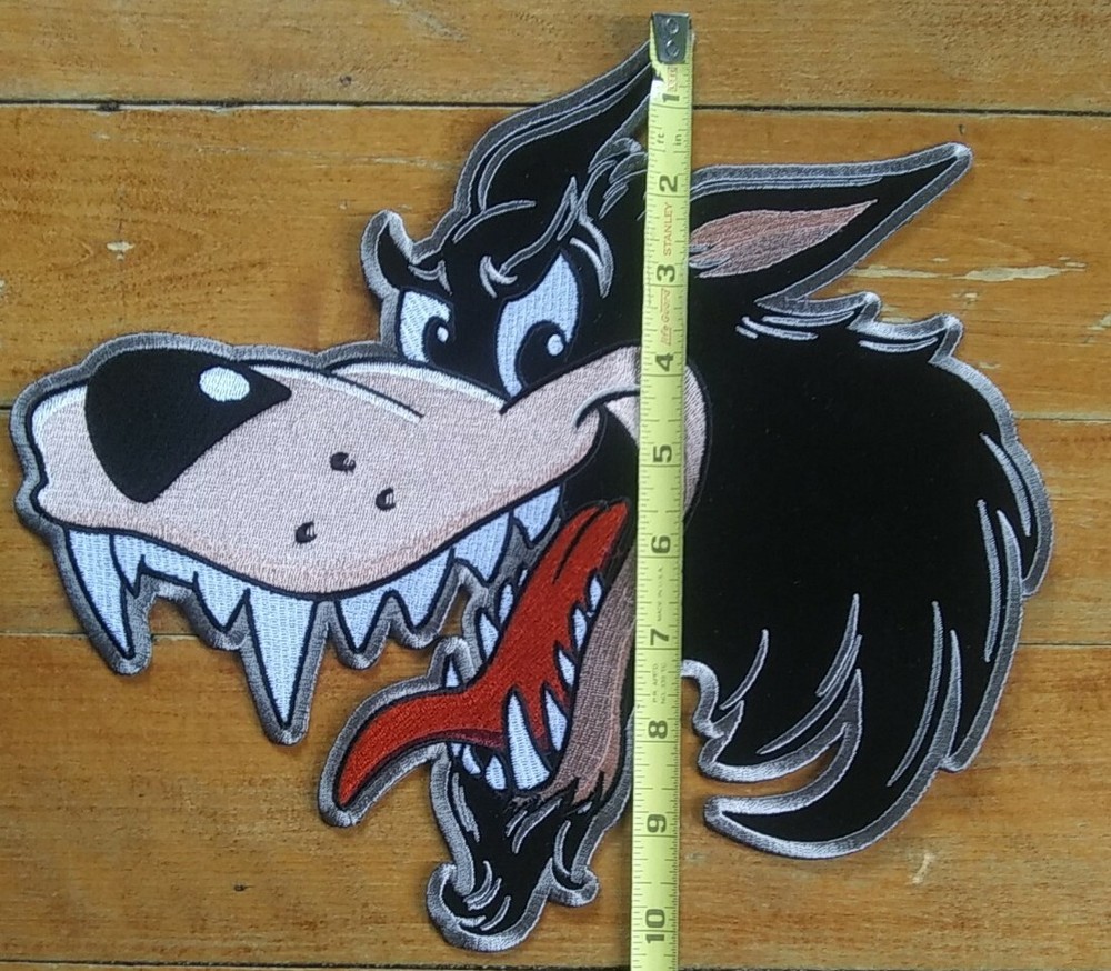 Large Embroidered Back Patch - Lone Wolf Biker Vest Jacket Iron On Patch