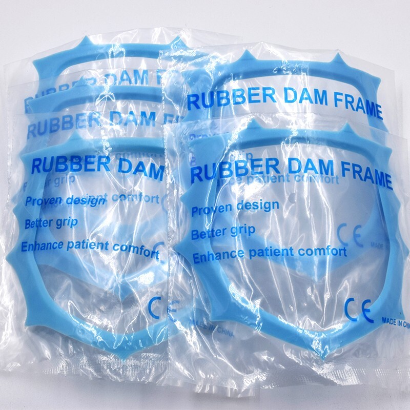 5 Pcs Dental Plastic Polypropylene Rubber Dam Sheet Frame Holder Brackets Blue