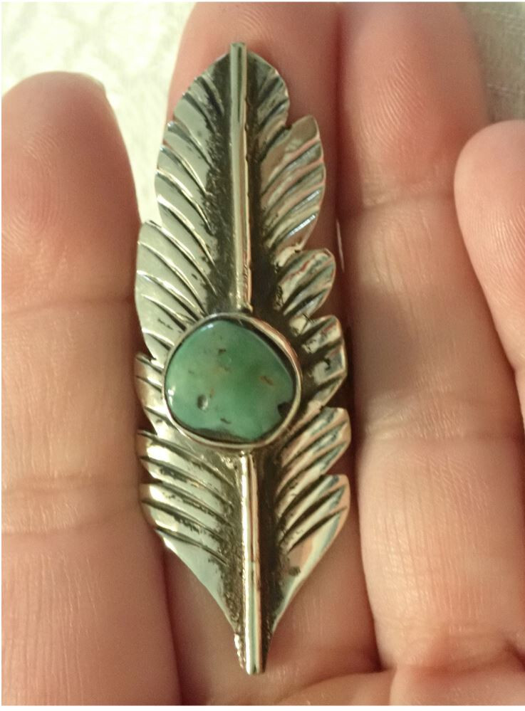 Feather Ring with Turquoise adjustable