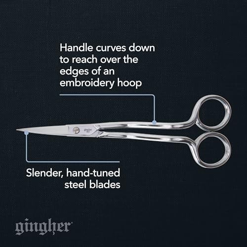 Gingher 6" Double-Curved Embroidery & Applique Scissors - Sharp, Smooth Cuts