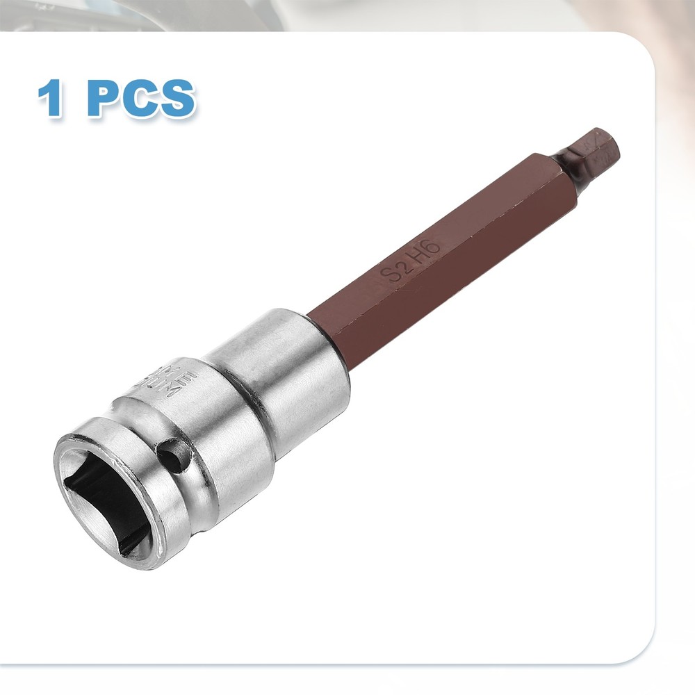 Hex Bit Socket H6 1/2" Drive 4" Length S2 Steel Long Bit CR-V Socket